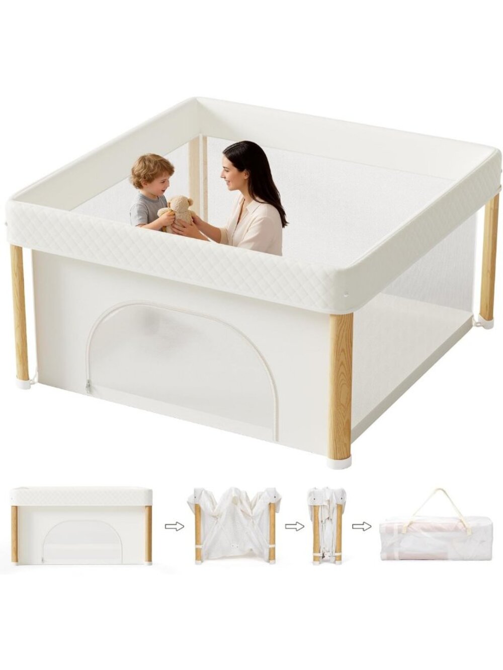 Foldable Baby Playpen, 51x51 Foldable Play Pen for Babies and Toddlers, Portable